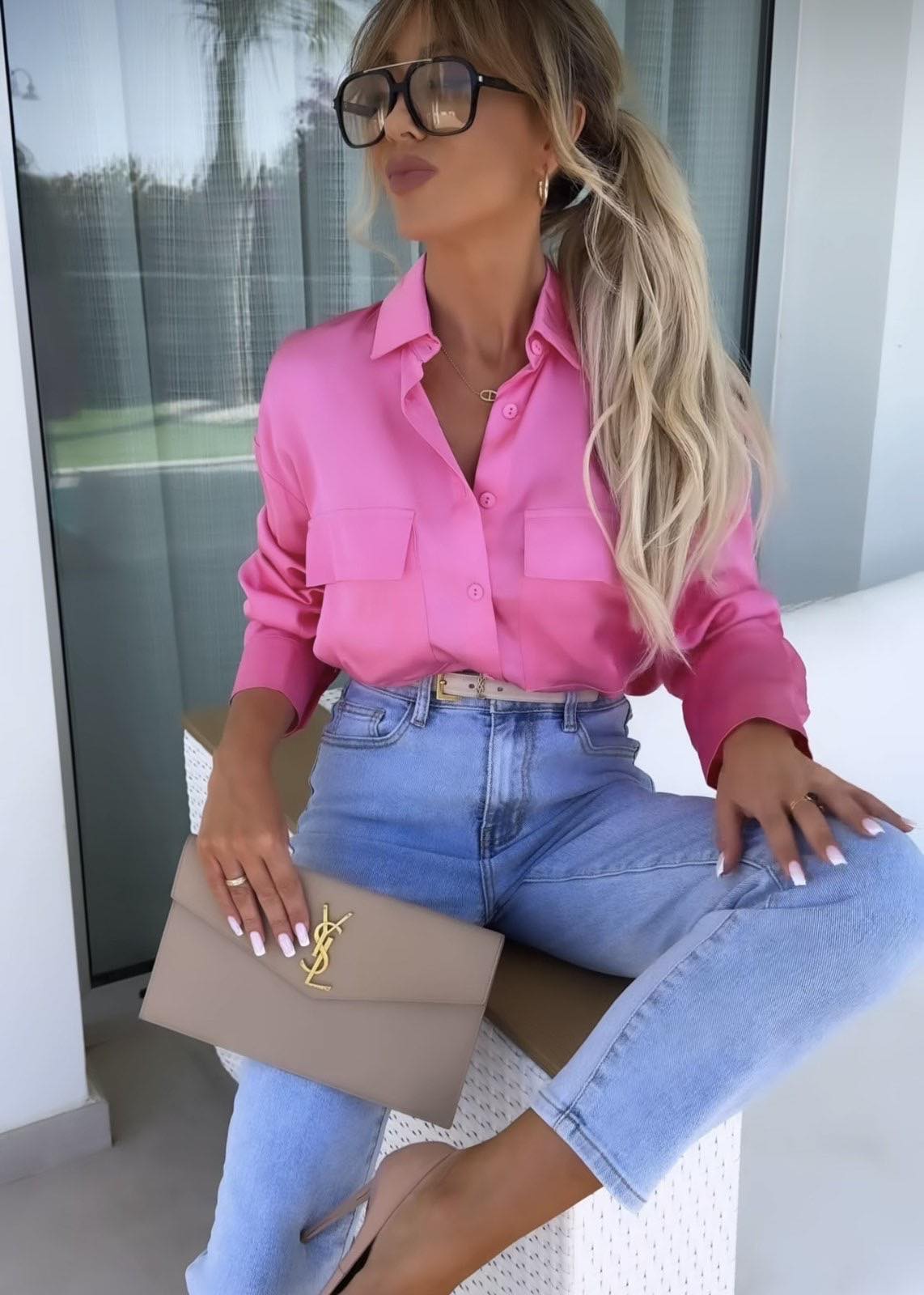 Πουκάμισο Σατινέ Pam Φουξ