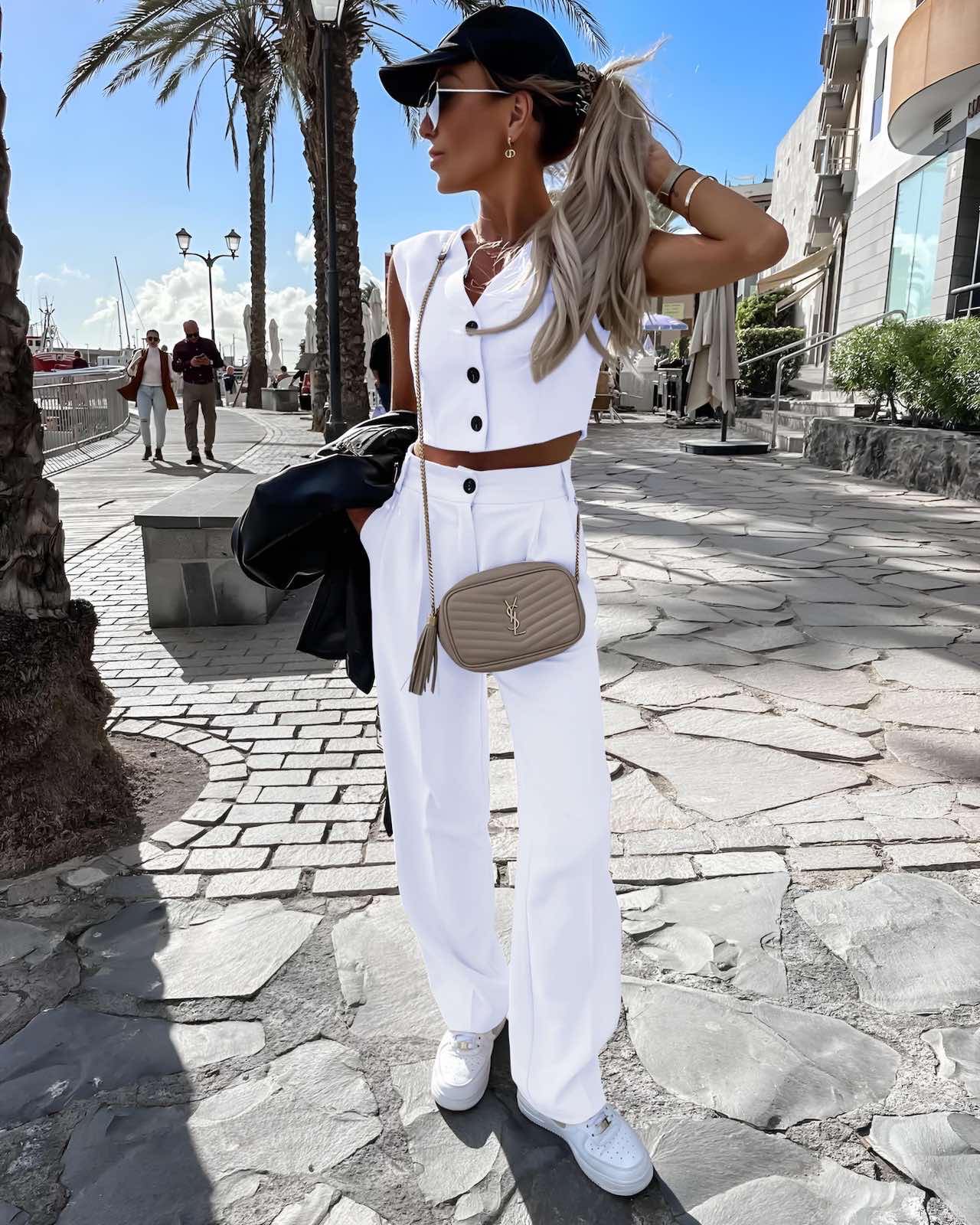 Σετ Γιλέκο Παντελόνι Elsa Λευκό
