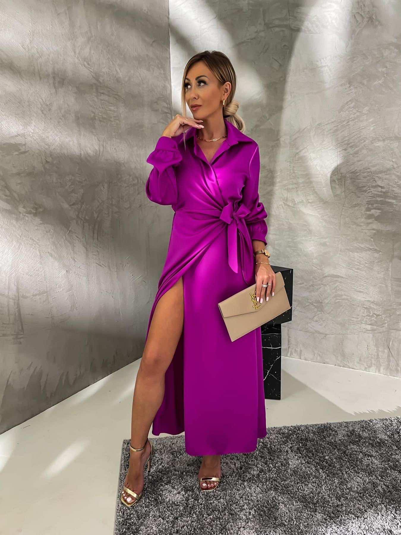 Σατινέ Φόρεμα Julia Magenta