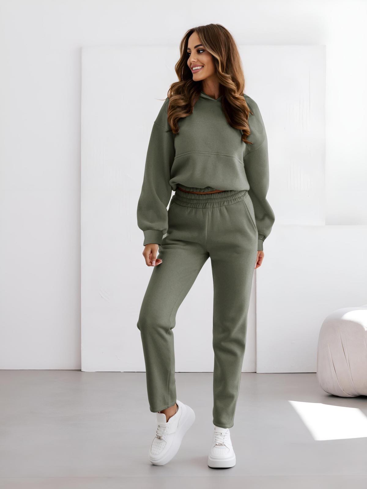 Σετ Φόρμα Crop Aperol Χακί