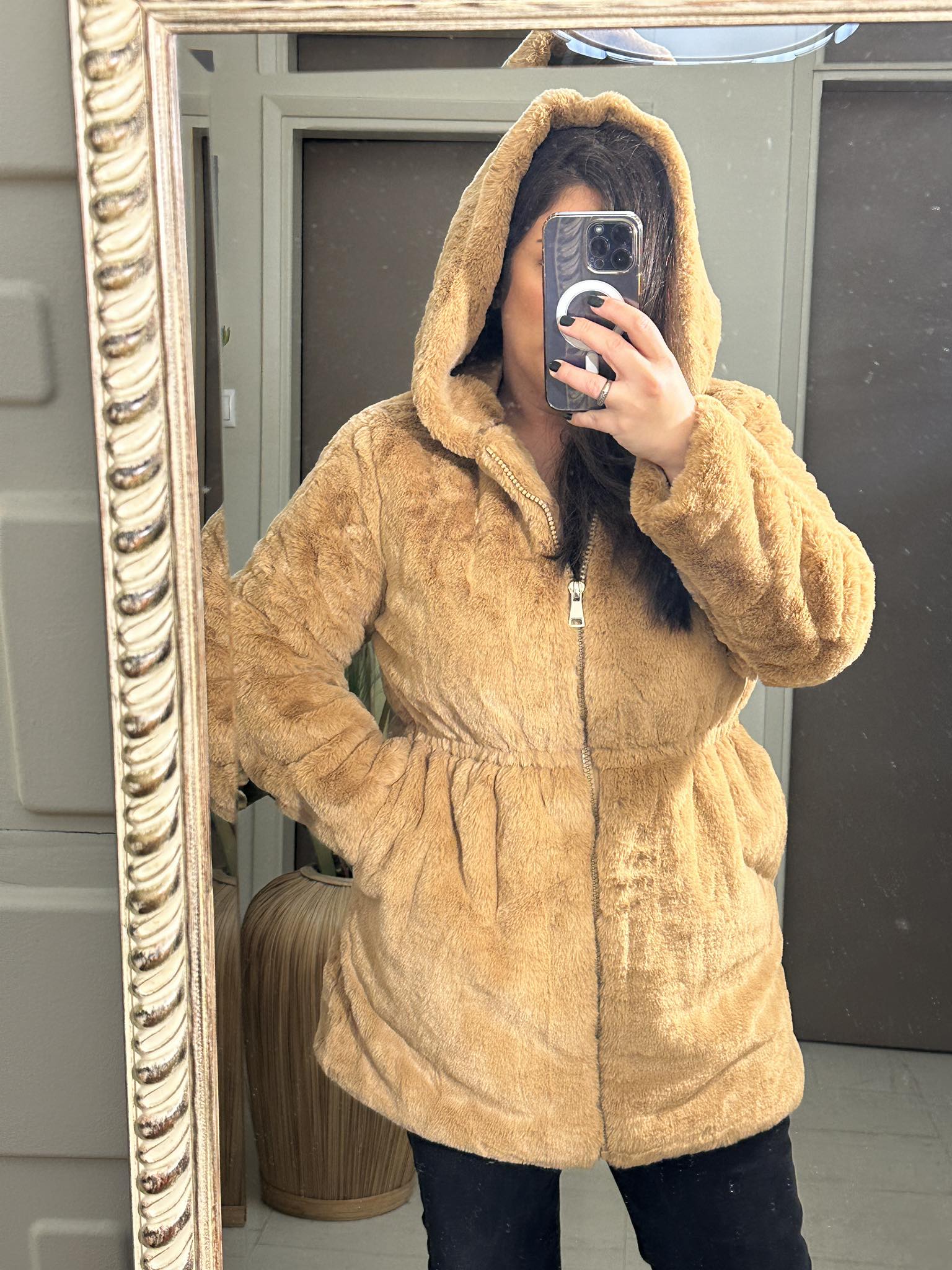 Faux Fur Coat Maxin Κάμελ