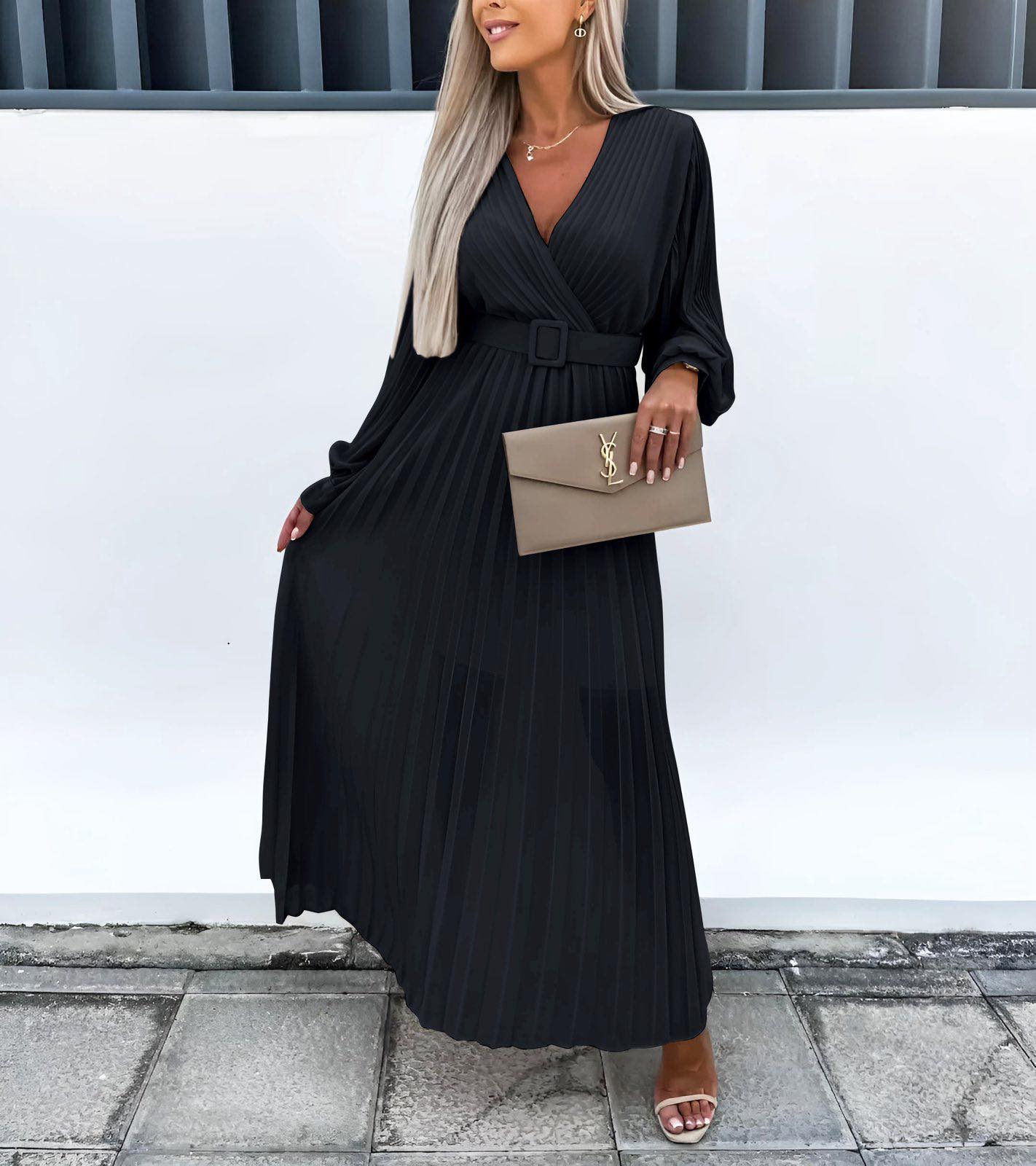 Φόρεμα Πλισέ Damian Μαύρο