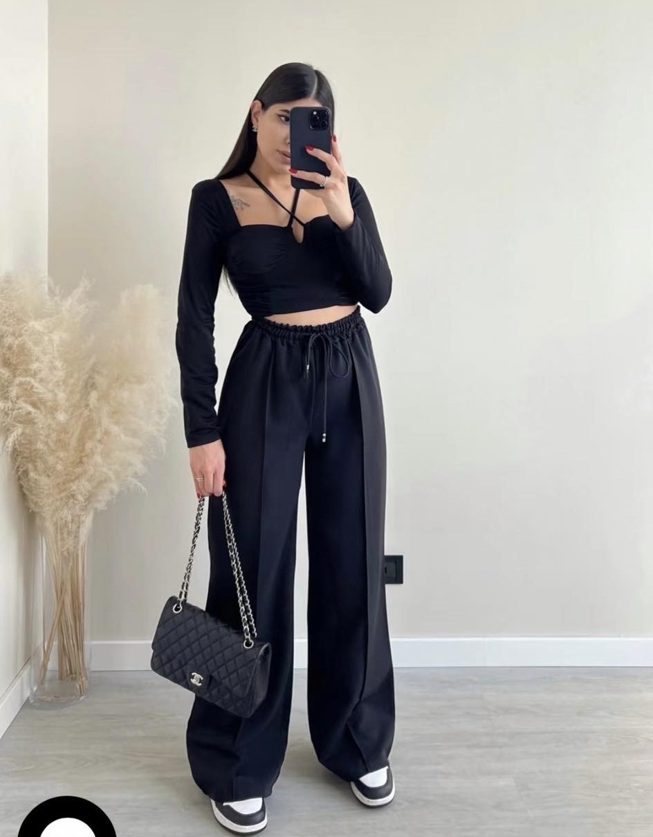 Wide Leg Pants Mimo Μαύρο