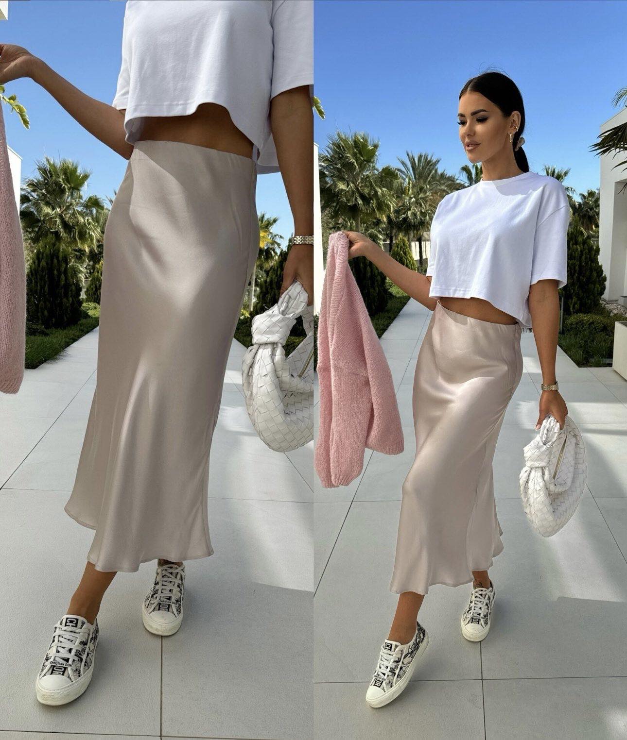 Φούστα Σατινέ Konsat Μπεζ