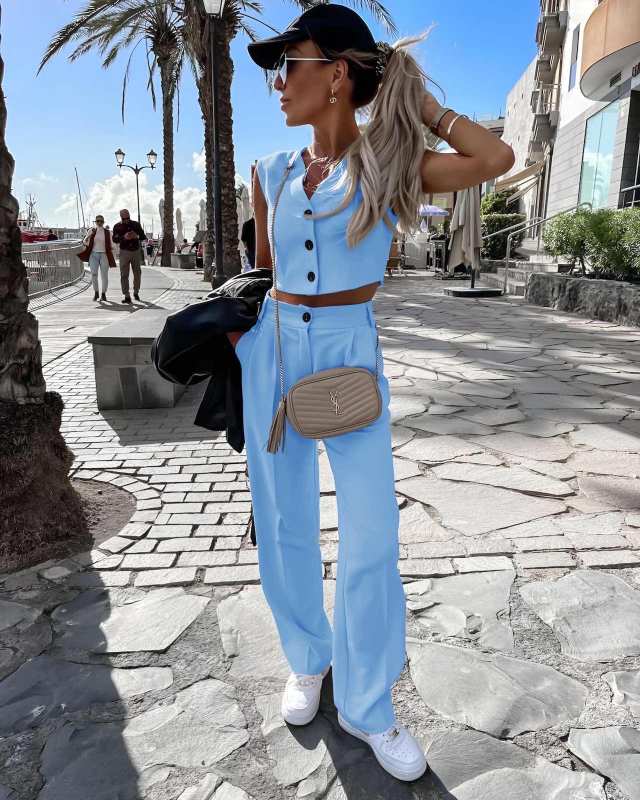 Σετ Γιλέκο Παντελόνι Elsa Σιελ