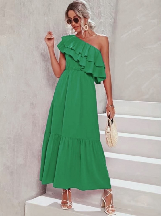 One Shoulder Φόρεμα Chrisley Πράσινο
