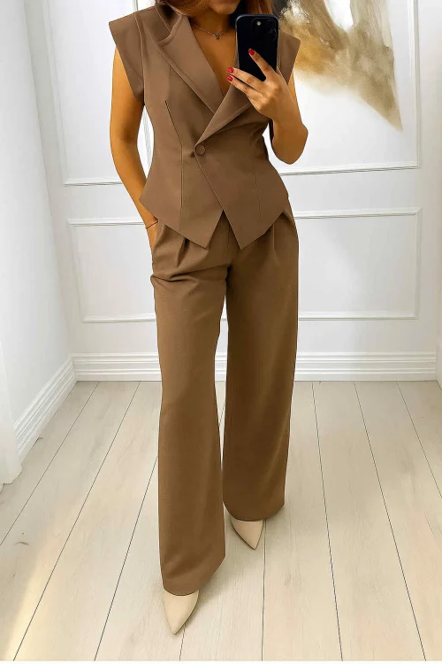 Σετ Γιλέκο Παντελόνι Ser Κάμελ