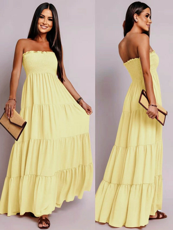 Στραπλες Φόρεμα Nantos Κίτρινο