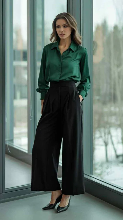 Πουκάμισο Σατέν Πράσινο