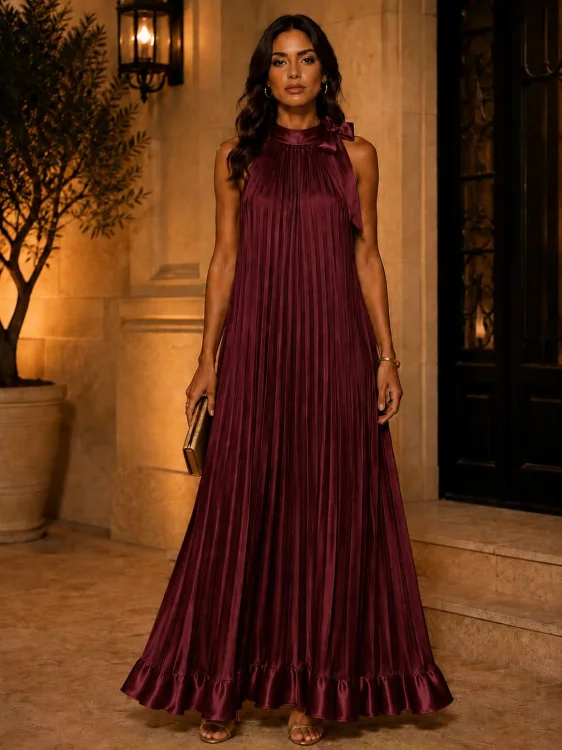 Πλισέ Φόρεμα Julie Burgundy