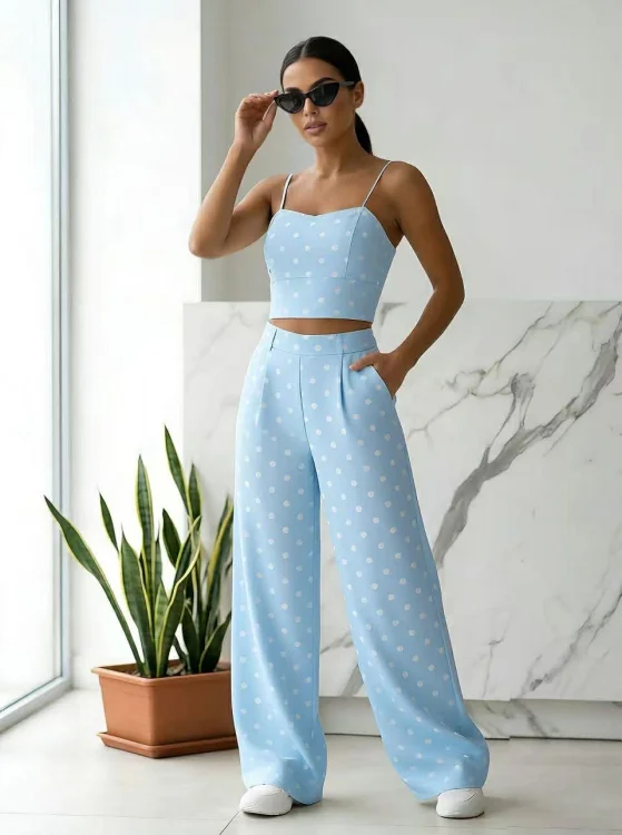 Σετ Παντελόνι Crop Mores Σιελ