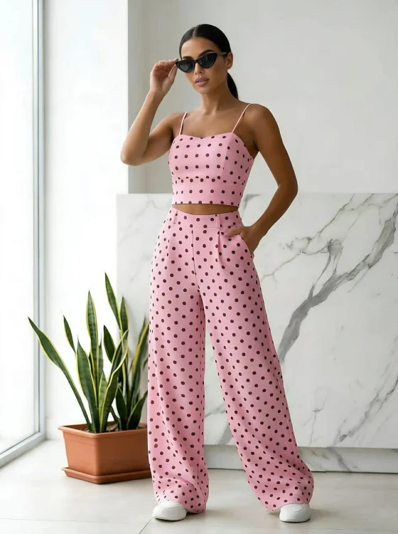 Σετ Παντελόνι Crop Mores Ροζ