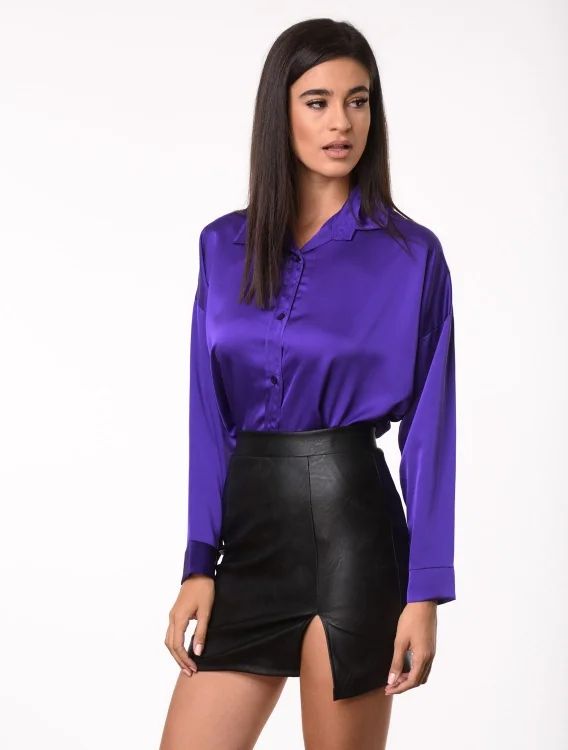 Πουκάμισο Σατέν Μώβ