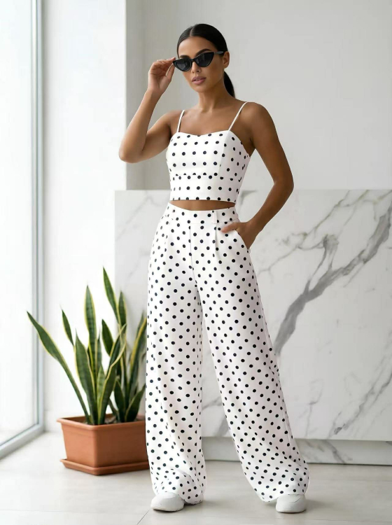 Σετ Παντελόνι Crop Mores Λευκό