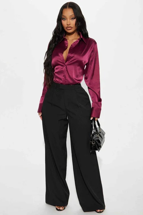 Πουκάμισο Σατέν Μπορντώ