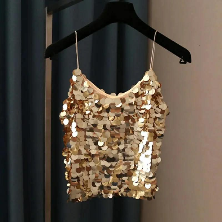 Sequin Τοπ Dime Χρυσό