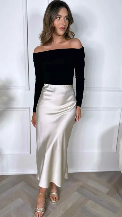 Silk Skirt Movment Μπεζ