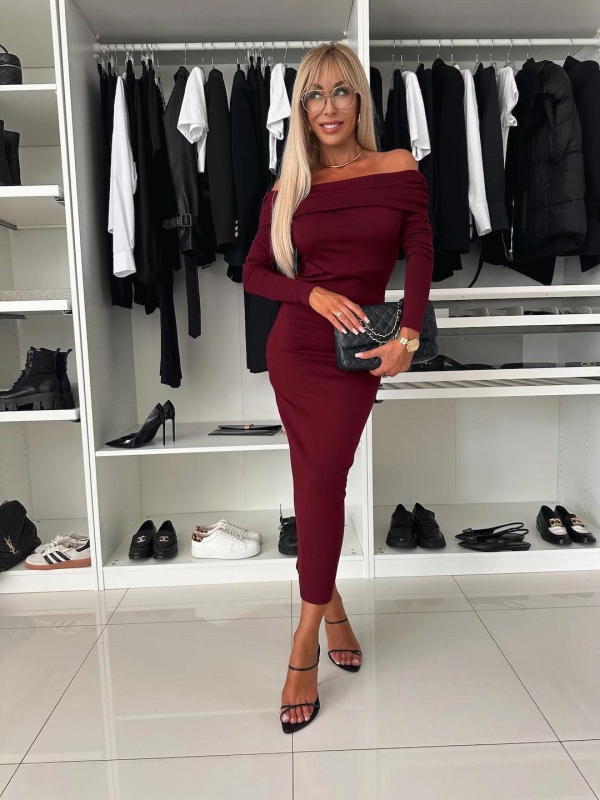 Midi Φόρεμα Spane Μπορντώ