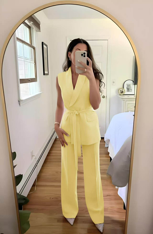 Σετ Γιλέκο Παντελόνι Malibu Κίτρινο