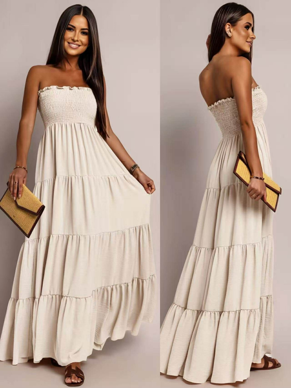 Στραπλες Φόρεμα Nantos Μπεζ