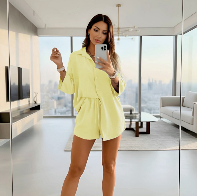 Σετ Πουκάμισο Σορτς Caco Κίτρινο