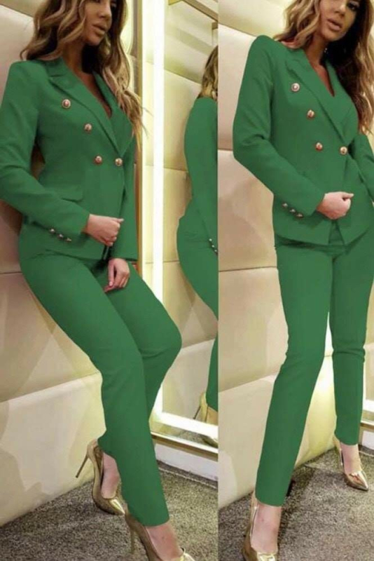 Σετ Blazer/Παντελόνι Με Κουμπιά Πράσινο 