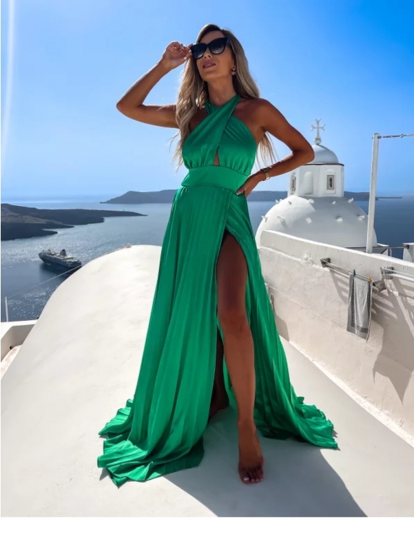 Maxi Φόρεμα Σατινέ Imani Πράσινο